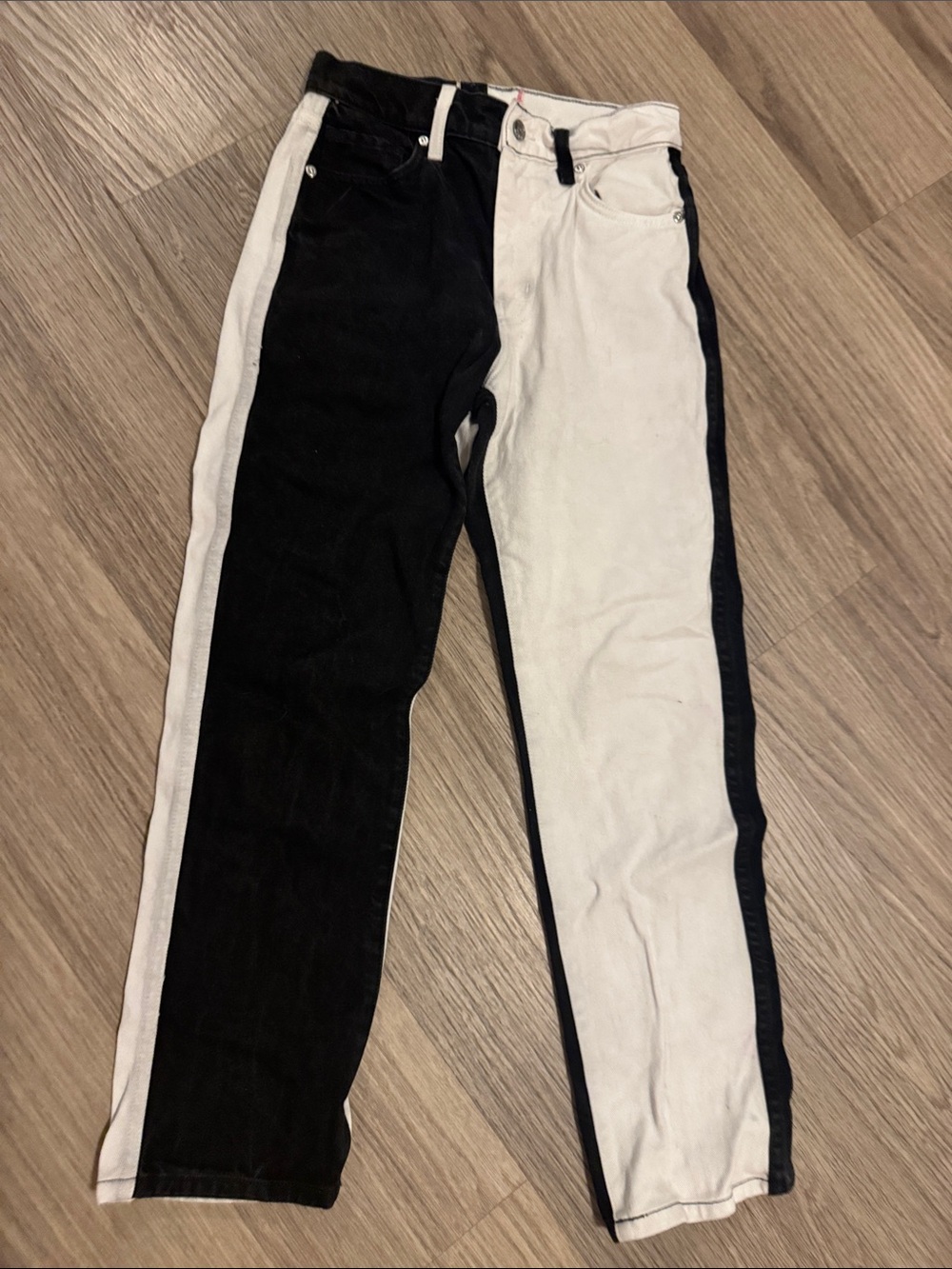 REVICE Black and White Split Colorblock Jeans